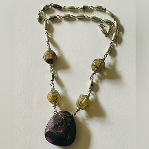 Handcrafted Multicolor Pendant Necklace with iolite and quartz